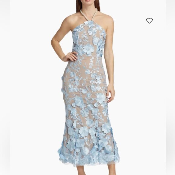 Elliatt Blue Jules Dress Floral Appliqué Midi-Dress - Picture 1 of 6